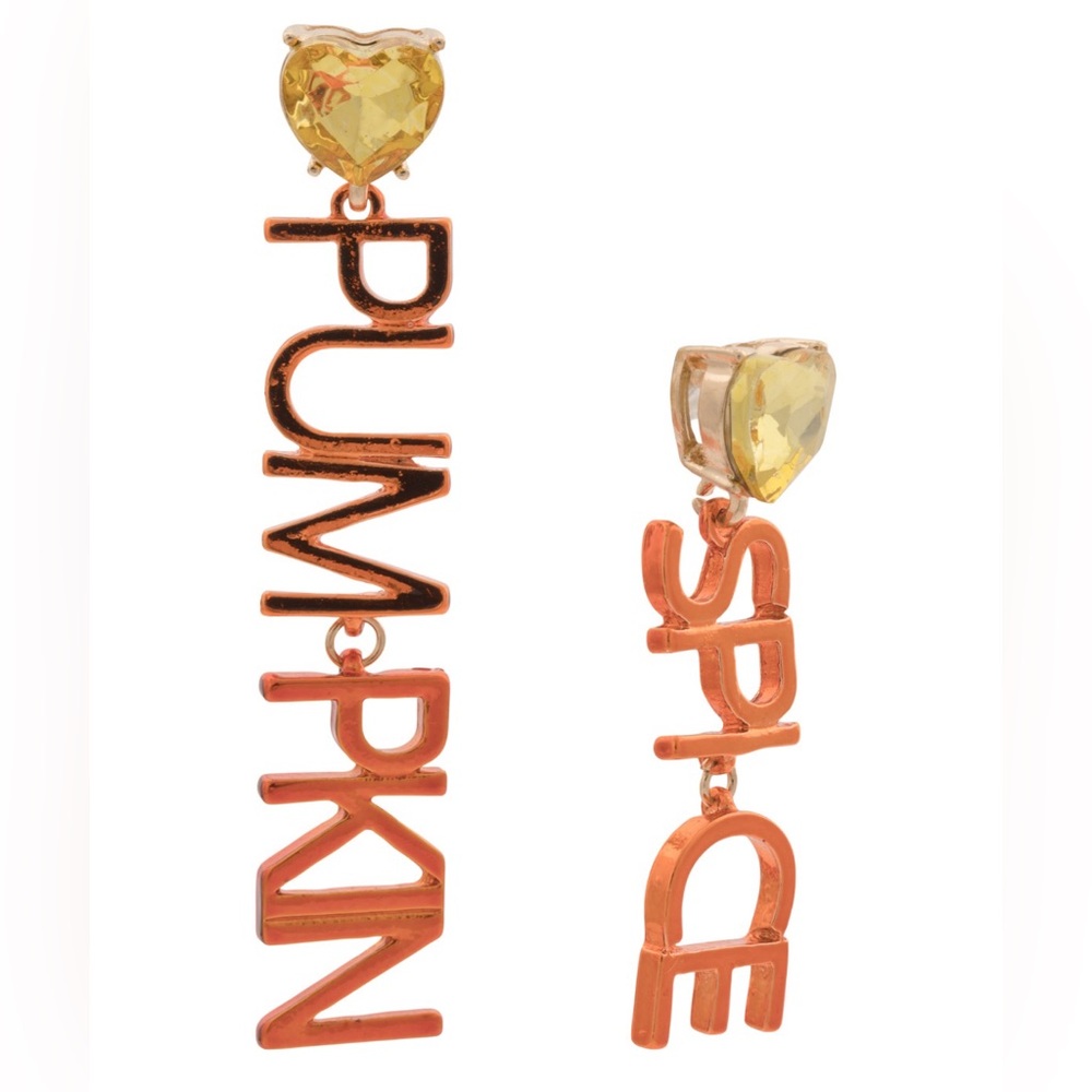 Betsey Johnson Pumpkin Spice Orange Earrings Halloween Fall